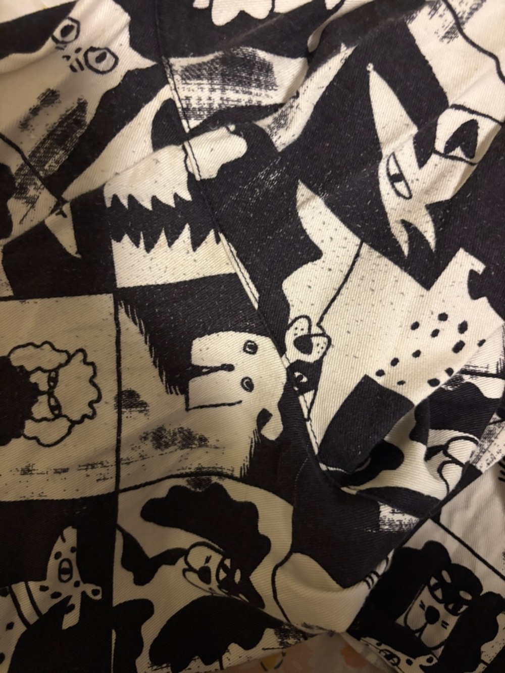 Lucy & Yak Black and Cream Graphic Cat Print Overalls - Picture 4 of 4